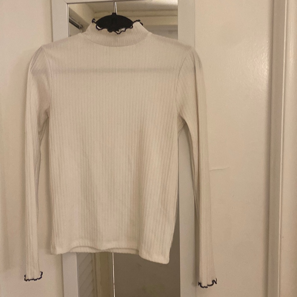 J.CREW RIBBED TURTLENECK WITH FRILLED HEMS